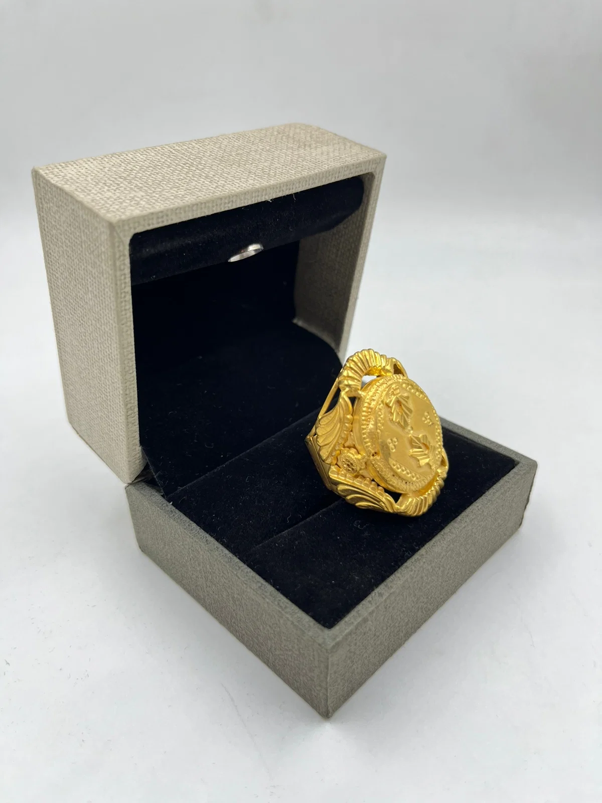 Gold-Plated Geometric Signet Ring for Men | Premium Statement Fashion Ring