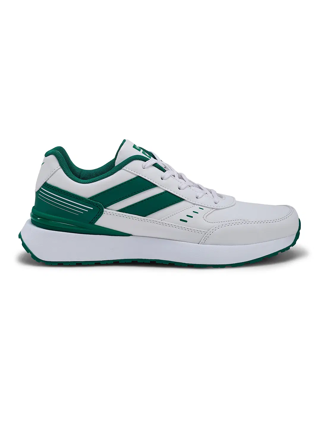 Campus KNICK White & Green Men's Sneakers | Memory Foam Insole | Lace-Up Casual Shoes