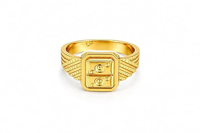 Gold-Plated Geometric Signet Ring for Men | Premium Statement Fashion Ring