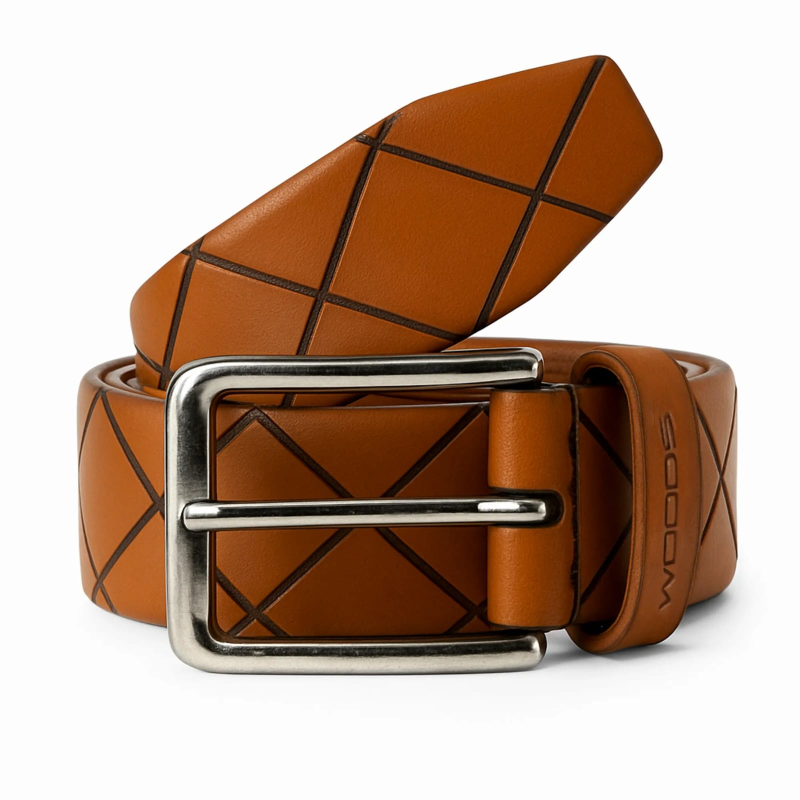 Men's Premium Brown Leather Belt with Stylish Metal Buckle | Formal & Casual Wear