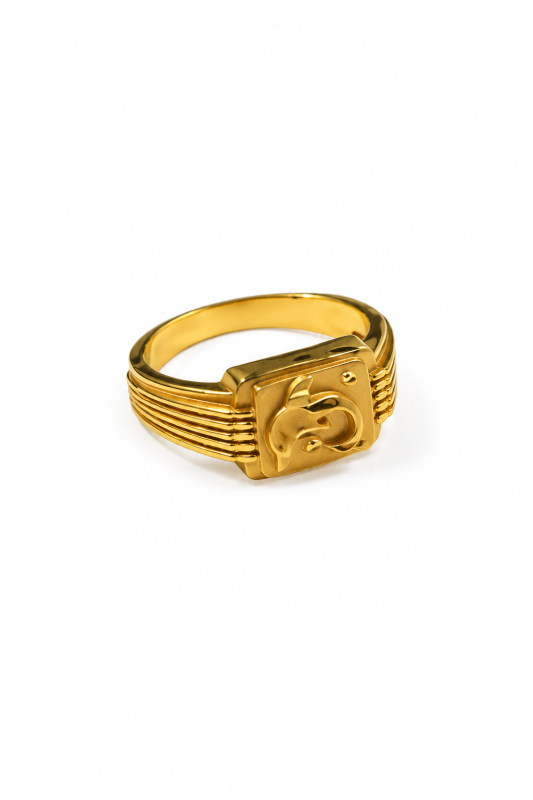 Men's Gold Plated Oval CZ Stone Fashion Ring for Men