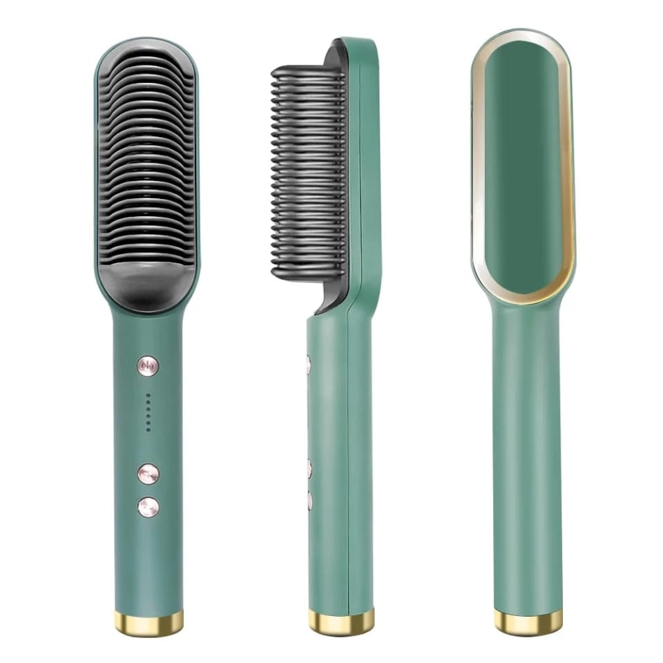 2-in-1 Cordless Hair Straightening Brush | Fast Heating | Portable Hair Styler
