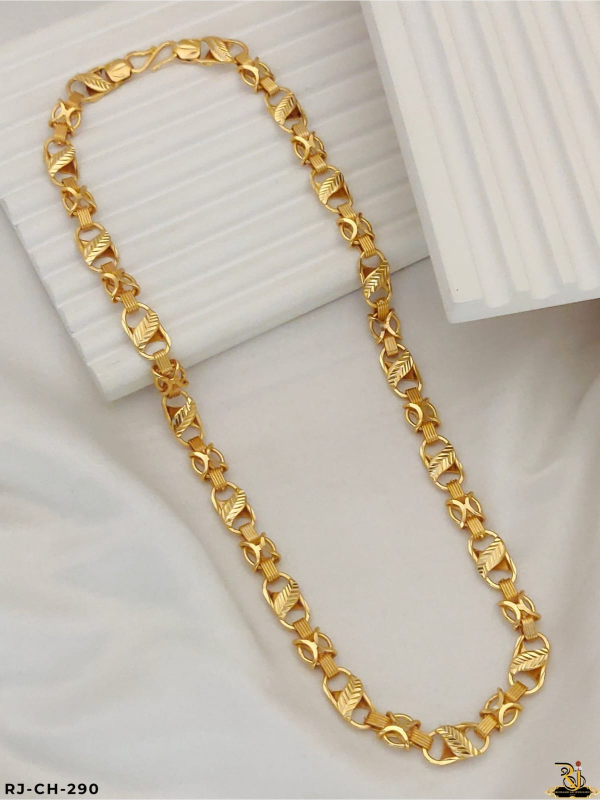 Men's Gold Plated Designer Link Chain Necklace | Premium Fashion Jewelry | Daily Wear