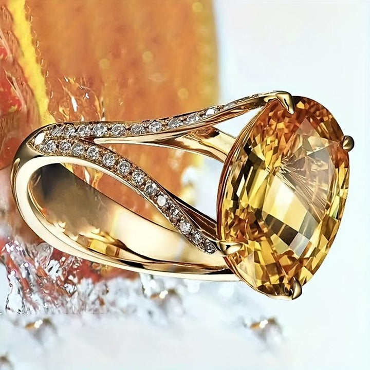 Premium Yellow Stone V Shaped Desinger Ring