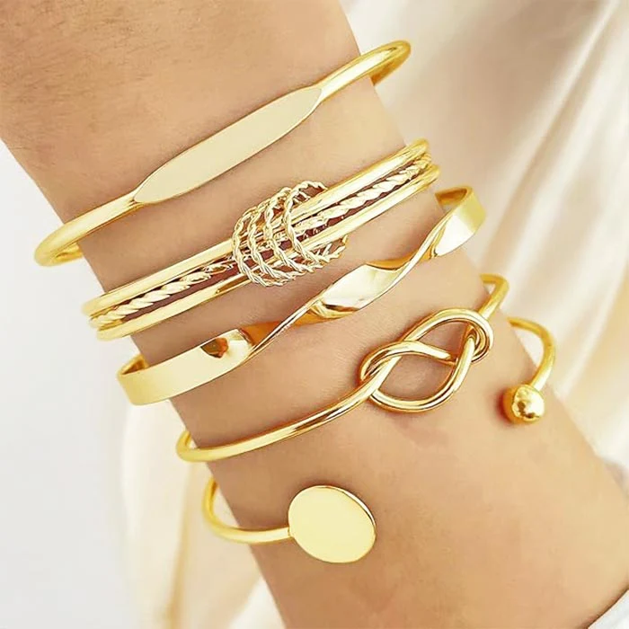 Gold plated bracelet stack
