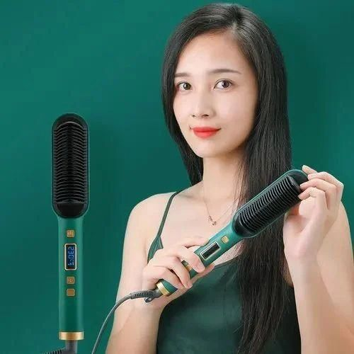 2-in-1 Cordless Hair Straightening Brush | Fast Heating | Portable Hair Styler