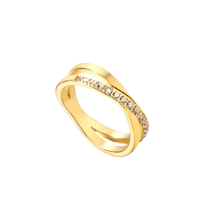 Women's Gold Plated Design Cubic Zirconia Adjustable Ring for Girls & Women