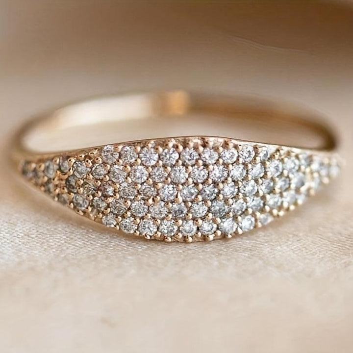 Golde Tone Pave Crystal Desiginer Ring