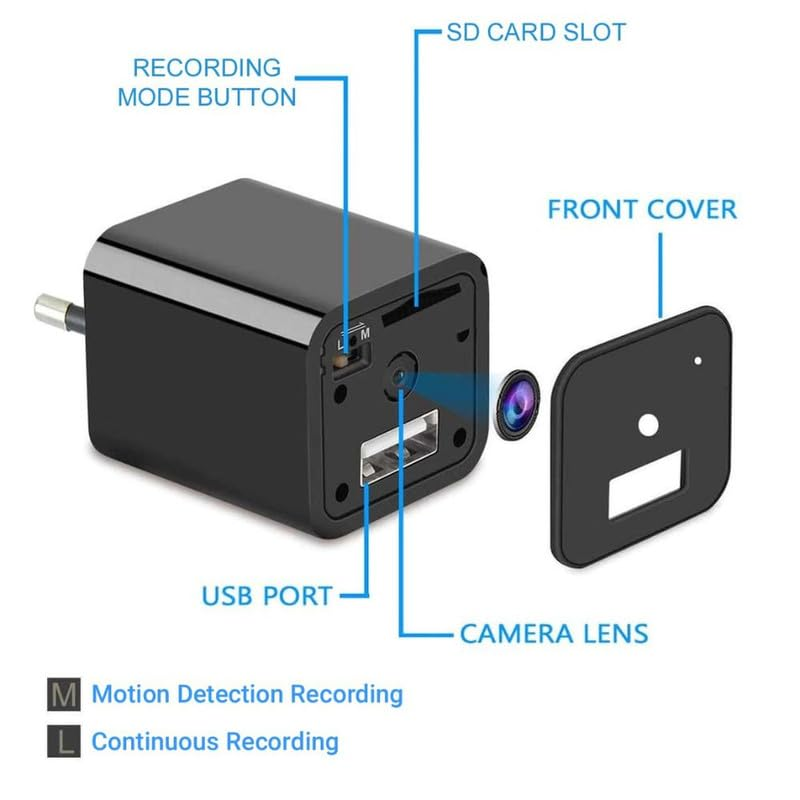 1080P USB Charger Stealth Camera – Motion Detection, Loop Recording, No Wi-Fi, SD Card Storage