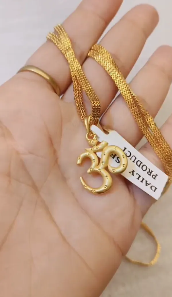 Gold  plated Om Pendant With Chain for men & Women