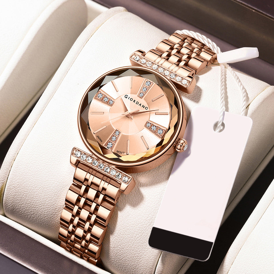 Giordano Women's Rose Gold Analog Wrist  Watch |  Premium Crystal Dial Stainless Steel  Watch