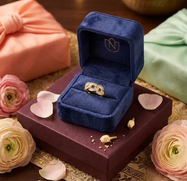 Golden Floral Crystal Desunger Ring