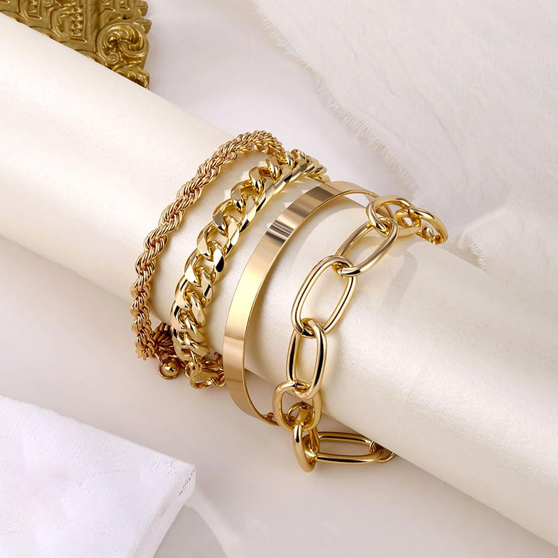Gold plated bracelet stack