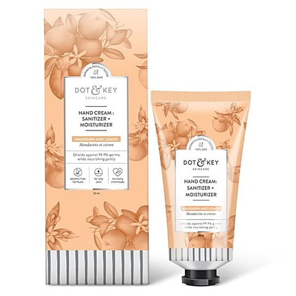 DOT & KEY Hand Cream Mandarin + Lime | Sanitizer + Moisturizer | Alcohol-Free | Natural Antibacterial | 50ml
