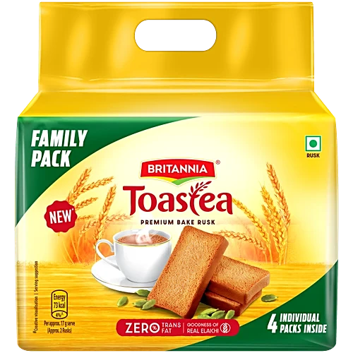 Britannia Toastea Premium Bake Rusk With Goodness of Elaichi, Sooji & Wheat, 1 kg