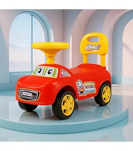 Kids Ride-On Push Car with Steering Wheel & Backrest
