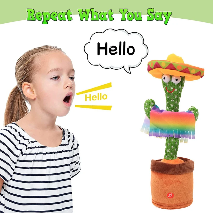 Dancing Cactus Plush Toy with 120 Songs – Musical Talking Cactus Toy