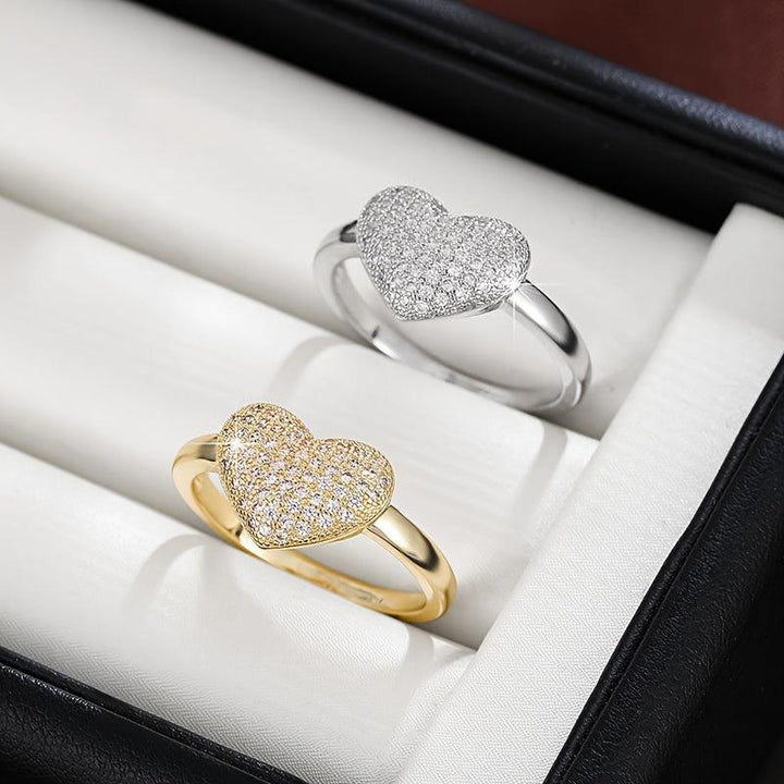 Elegant Heart Design Crystal Ring