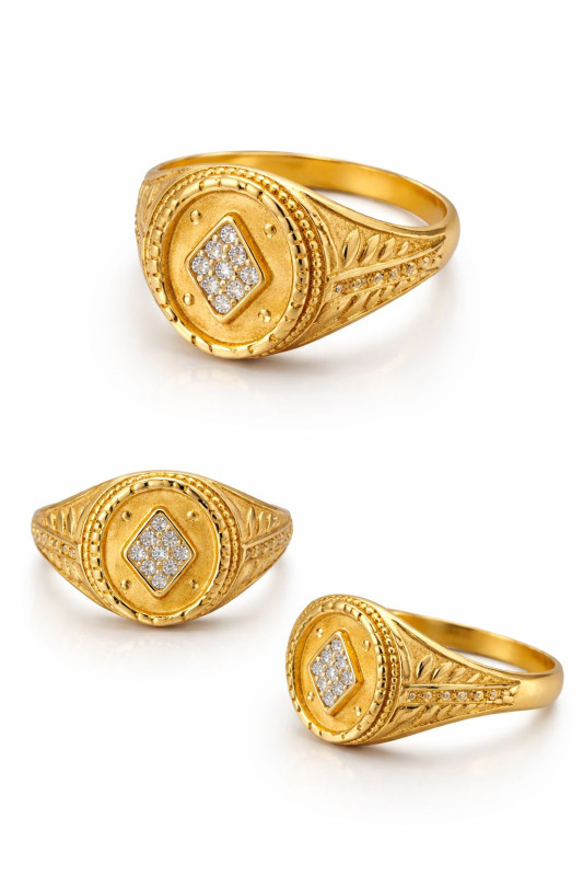 Elegant gold plating crafted ring