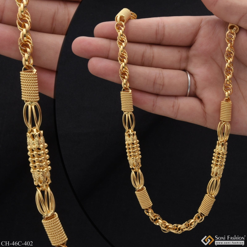 Men's Gold Plated Designer Link Chain Necklace | Premium Fashion Jewelry | Daily Wear