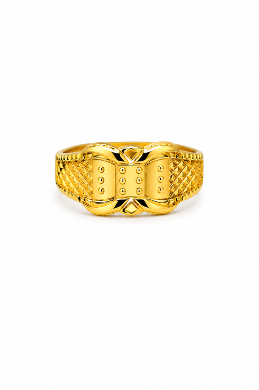 Men's Gold Plated Oval CZ Stone Fashion Ring for Men