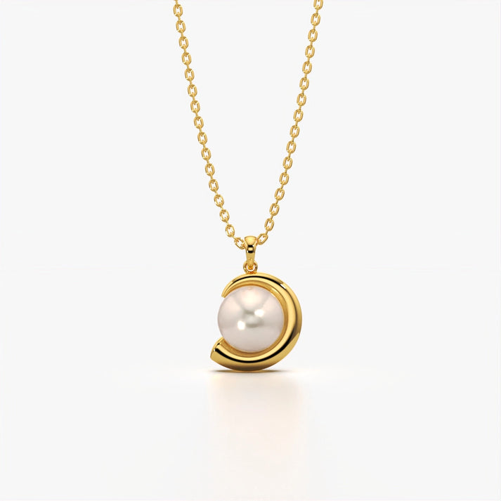Women's Gold Plated Pearl Pendant Necklace | Elegant Minimalist Chain Necklace for Women & Girls