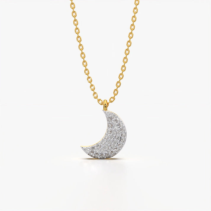 Women's Gold Plated Crescent Moon Crystal Pendant Necklace | Elegant Moon Shape Necklace for Women & Girls