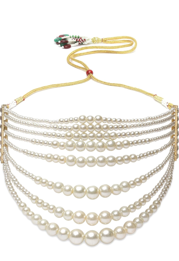 Elegent Multi Layer Pearl Choker Necklace Set For Womens