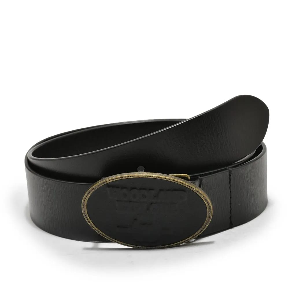 Men's Premium Black Leather Belt with Stylish Metal Buckle | Formal & Casual Wear