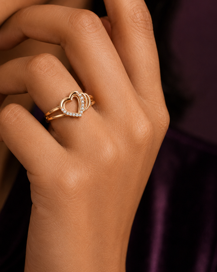 Women's Gold Plated  Zirconia Adjustable Ring for Girls & Women