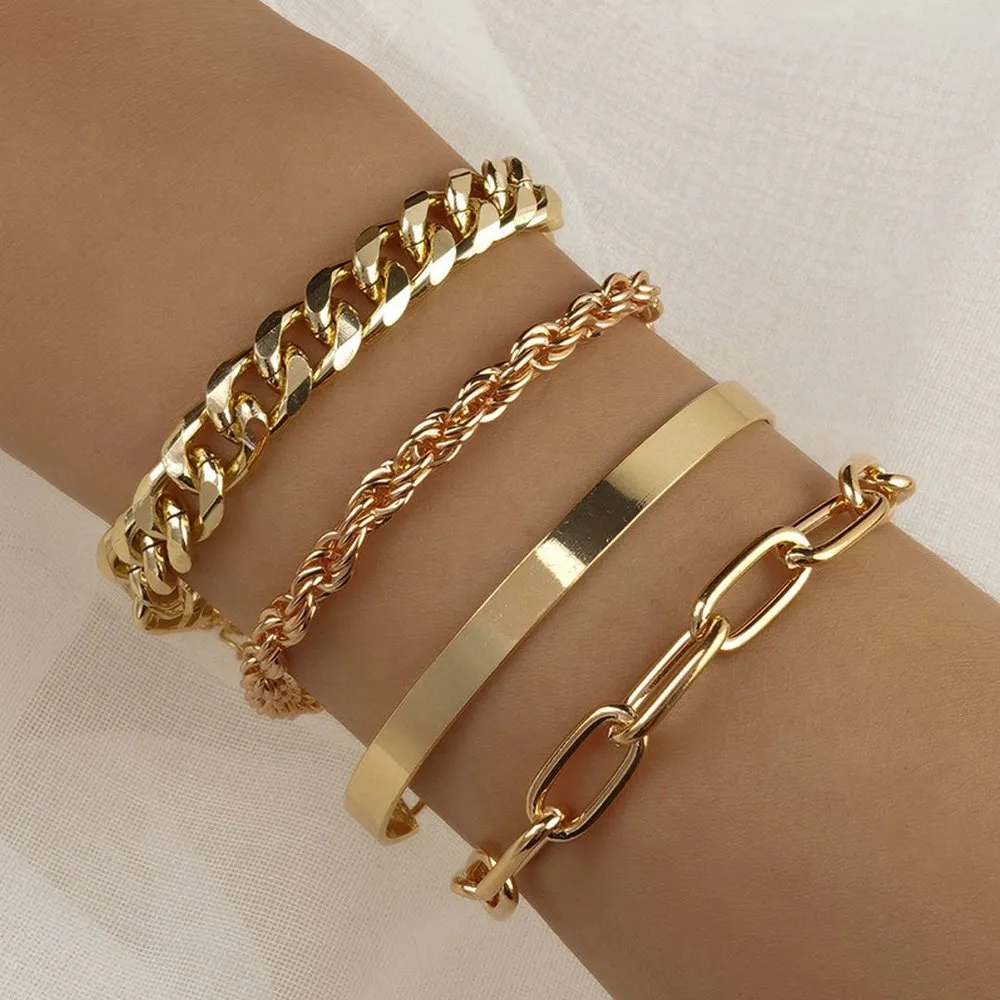 Gold plated bracelet stack