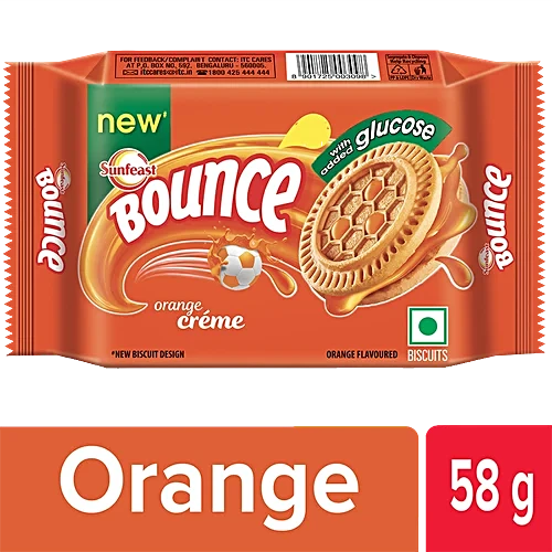 nfeast Bounce Orange Creme Flavoured Biscuits, 58 g Pouch